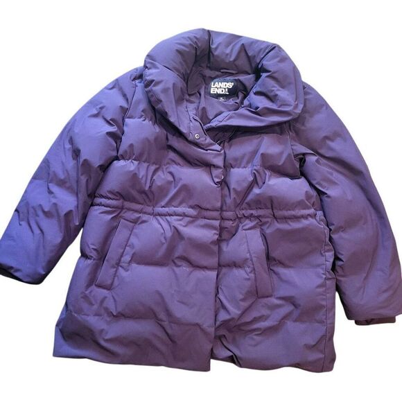 Land's End Coat Women's 1X 16W 18W Purple Quilted Down Puffer Warm Insulated - Picture 3 of 6